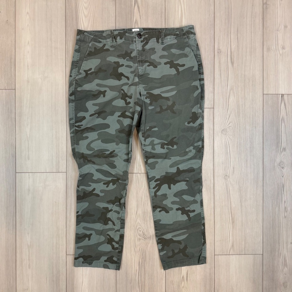 Gap Girlfriend Khaki Camo Pants Green Camouflage Chinos Size 14